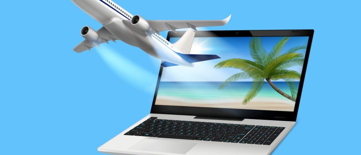 Flying Airplane Laptop Composition